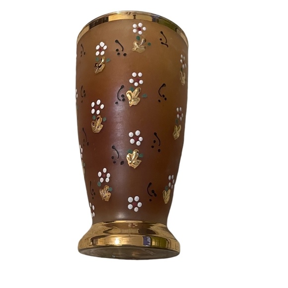 Vintage La Main Do'r Gold Gilt Enamel Hand Painted Pair Drinking Glasses - Picture 6 of 10